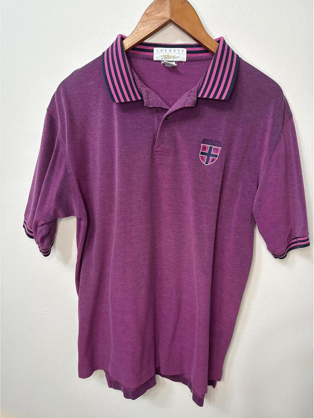 Lacoste International Tour Men’s Polo Shirt Large Purple Mercerized Cotton Golf